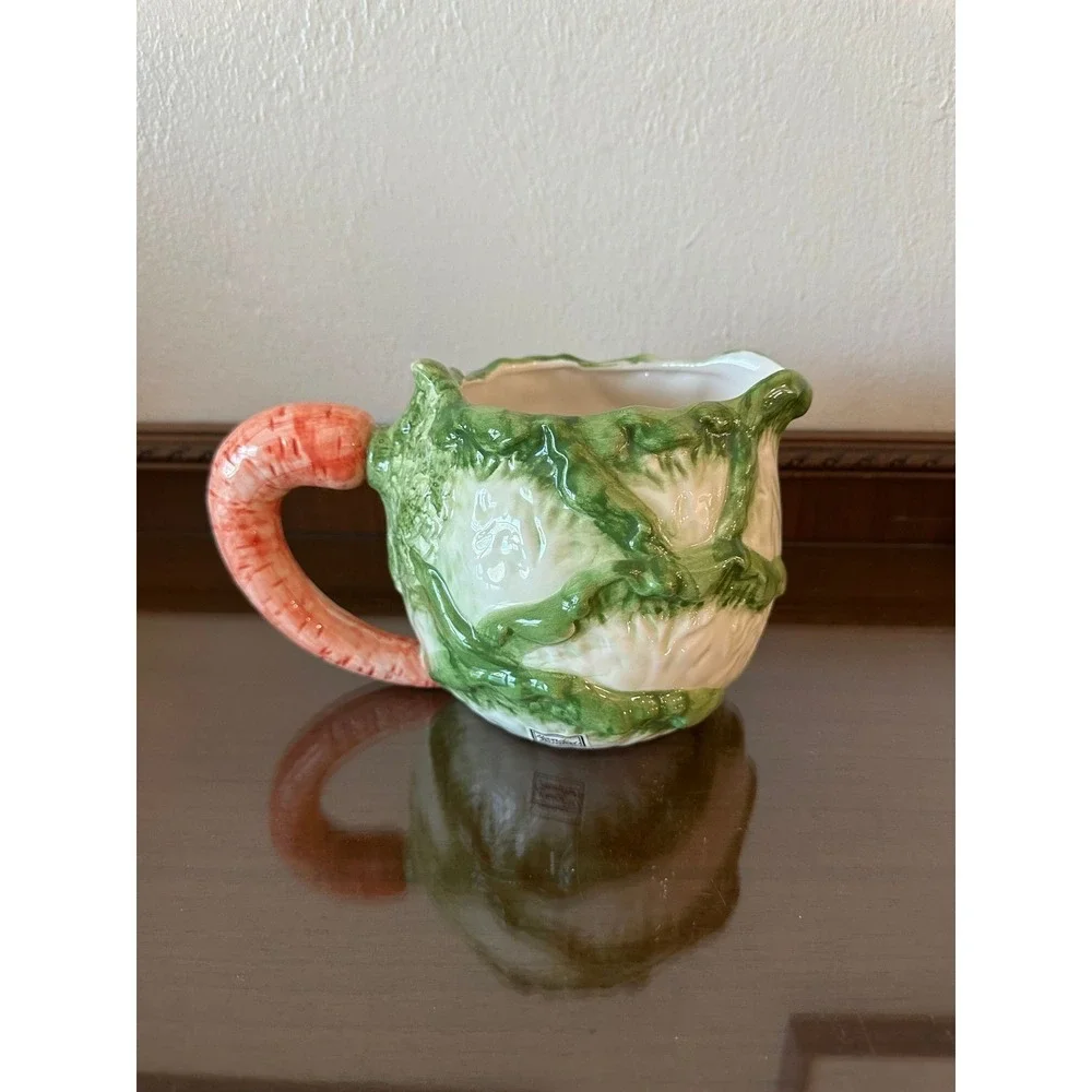 Vintage Fitz and Floyd OCI Taiwan Rabbit Cabbage Bunny Teapot with Carrot Handle